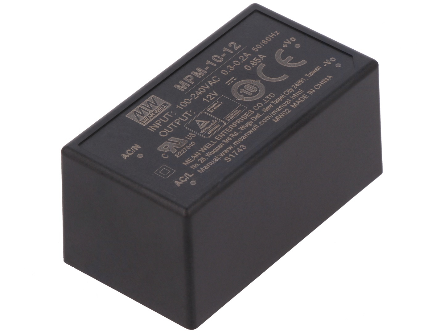 Meanwell webbolt | Mean Well MPM-10-12 ~AC/DC konverter; 10W; 12VDC