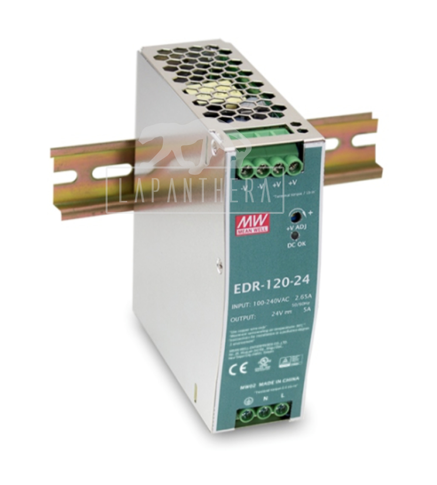 Mean Well EDR-120-24 ~ DIN Rail Mounting Power Supply; 120W; 24VDC