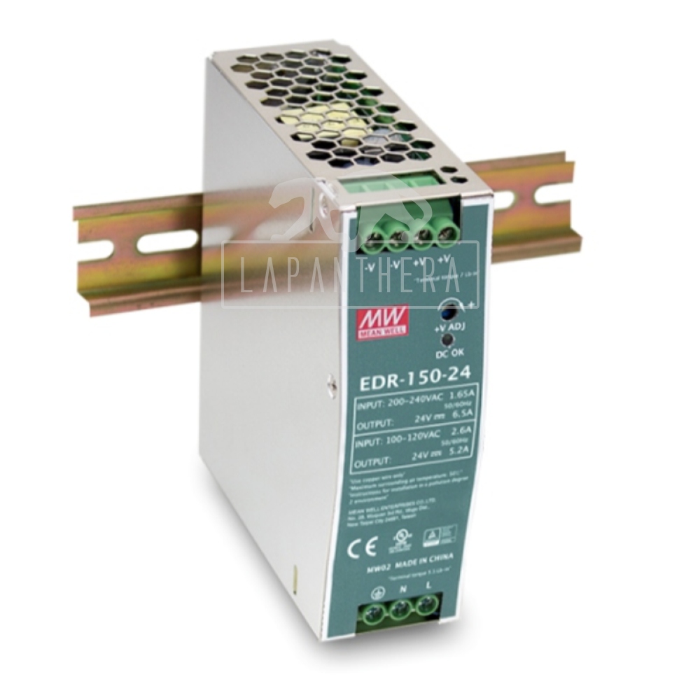 Mean Well EDR-150-24 ~ DIN Rail Mounting Power Supply; 156W; 24VDC