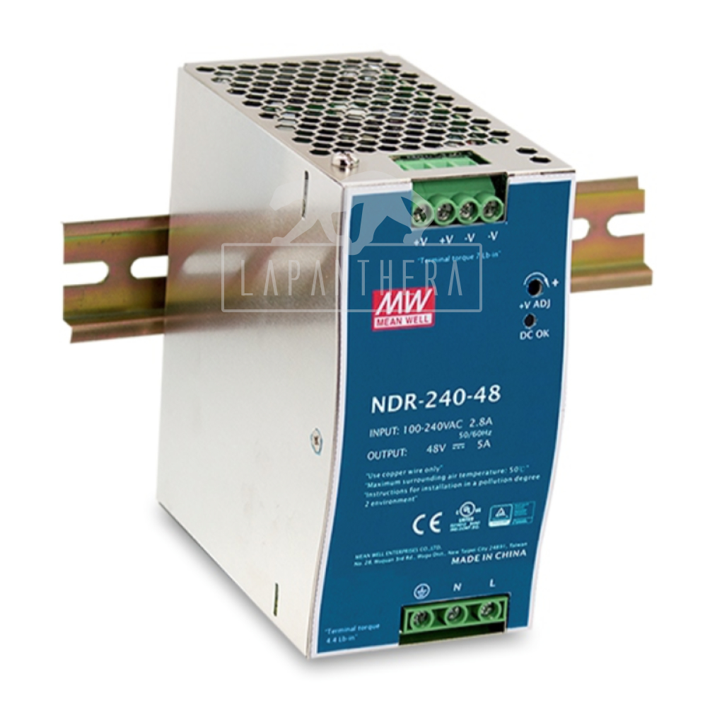 Mean Well NDR-240-48 ~ DIN Rail Mounting Power Supply; 240W; 48VDC