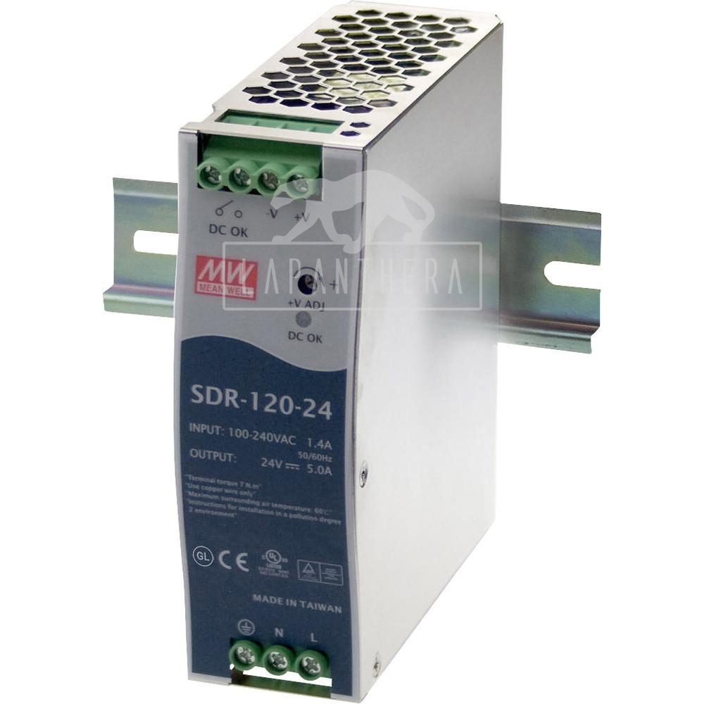 Mean Well SDR-120-48 ~ DIN Rail Mounting Power Supply; 120W; 48VDC