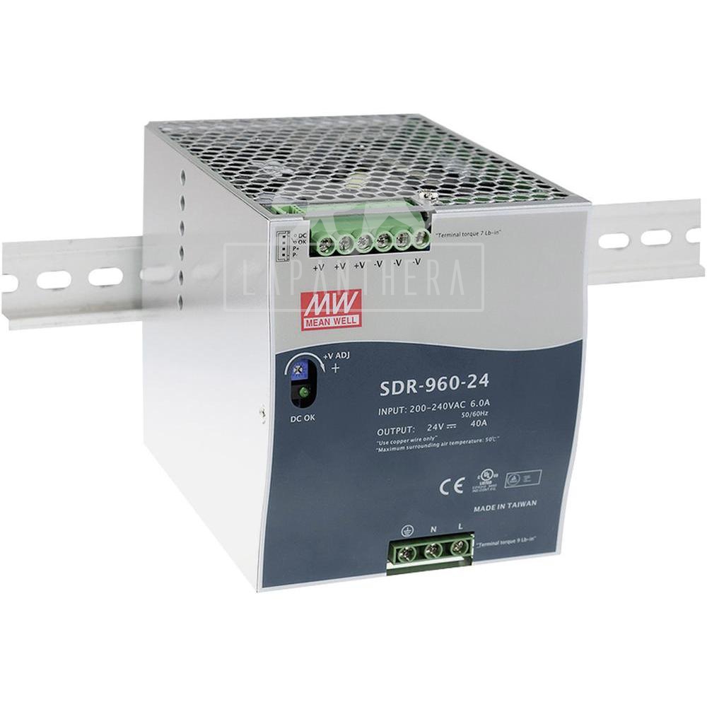 Mean Well SDR-960-24 ~ DIN Rail Mounting Power Supply; 960W; 24VDC