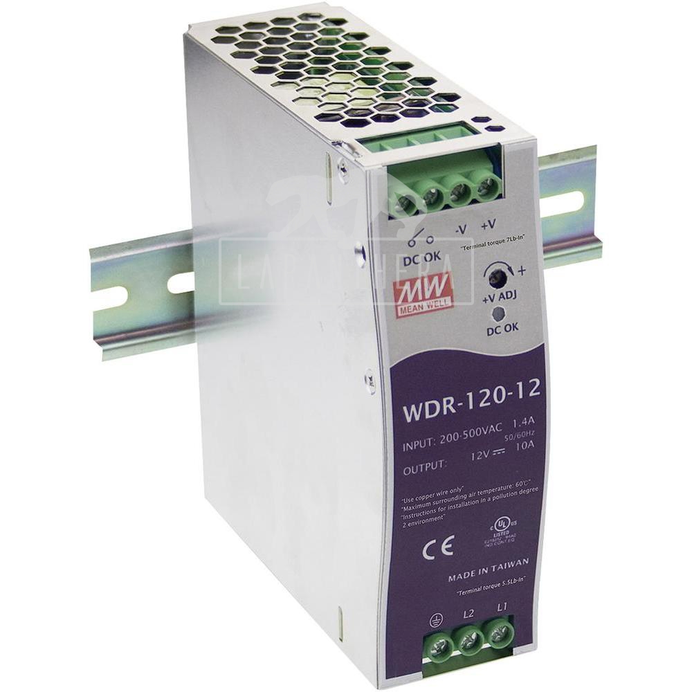 Mean Well WDR-120-24 ~ DIN Rail Mounting Power Supply; 120W; 24VDC