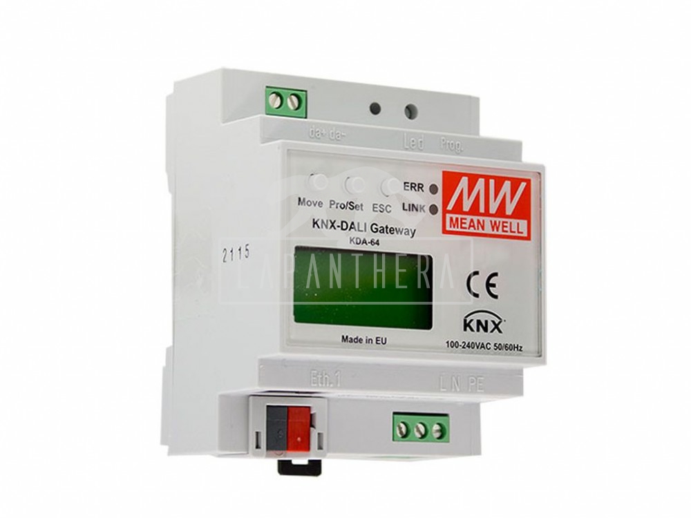 Mean Well KDA-64 - Din sínes KNX-DALI konverter; DIN sínre; 110÷240VAC; 155÷339VDC; 