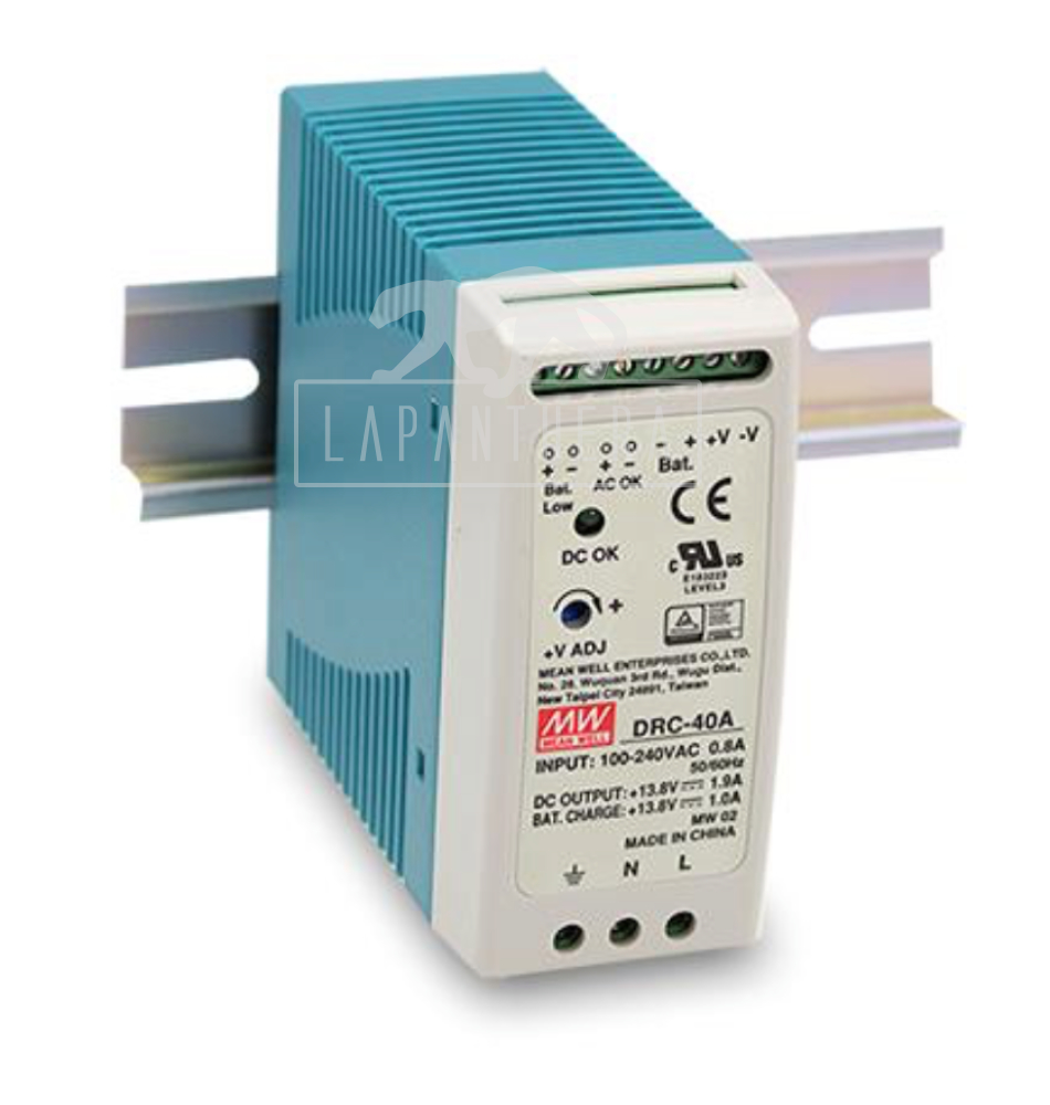 Mean Well DRC-40B ~ DIN Rail Mounting Power Supply; 40.02W; 27.6VDC